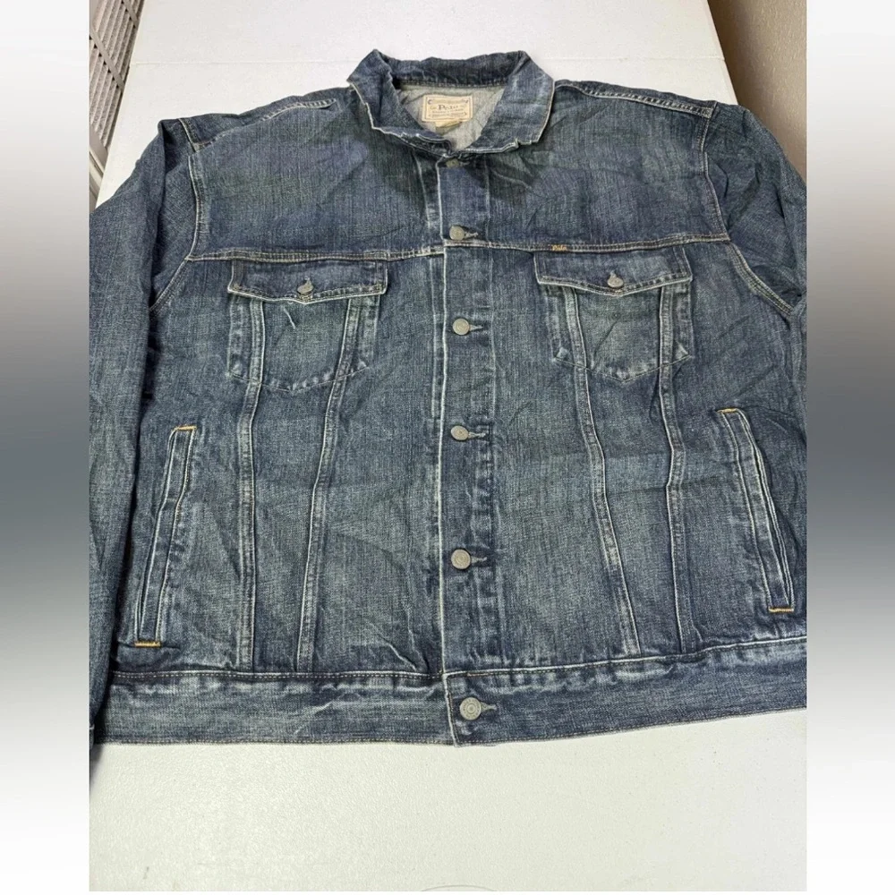 New Polo Ralph Lauren Blue Core Replen Long Sleeve Collared Trucker Jacket 4XB